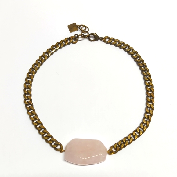 LA OSA Rose Quartz Brass Necklace - Picture 1 of 5